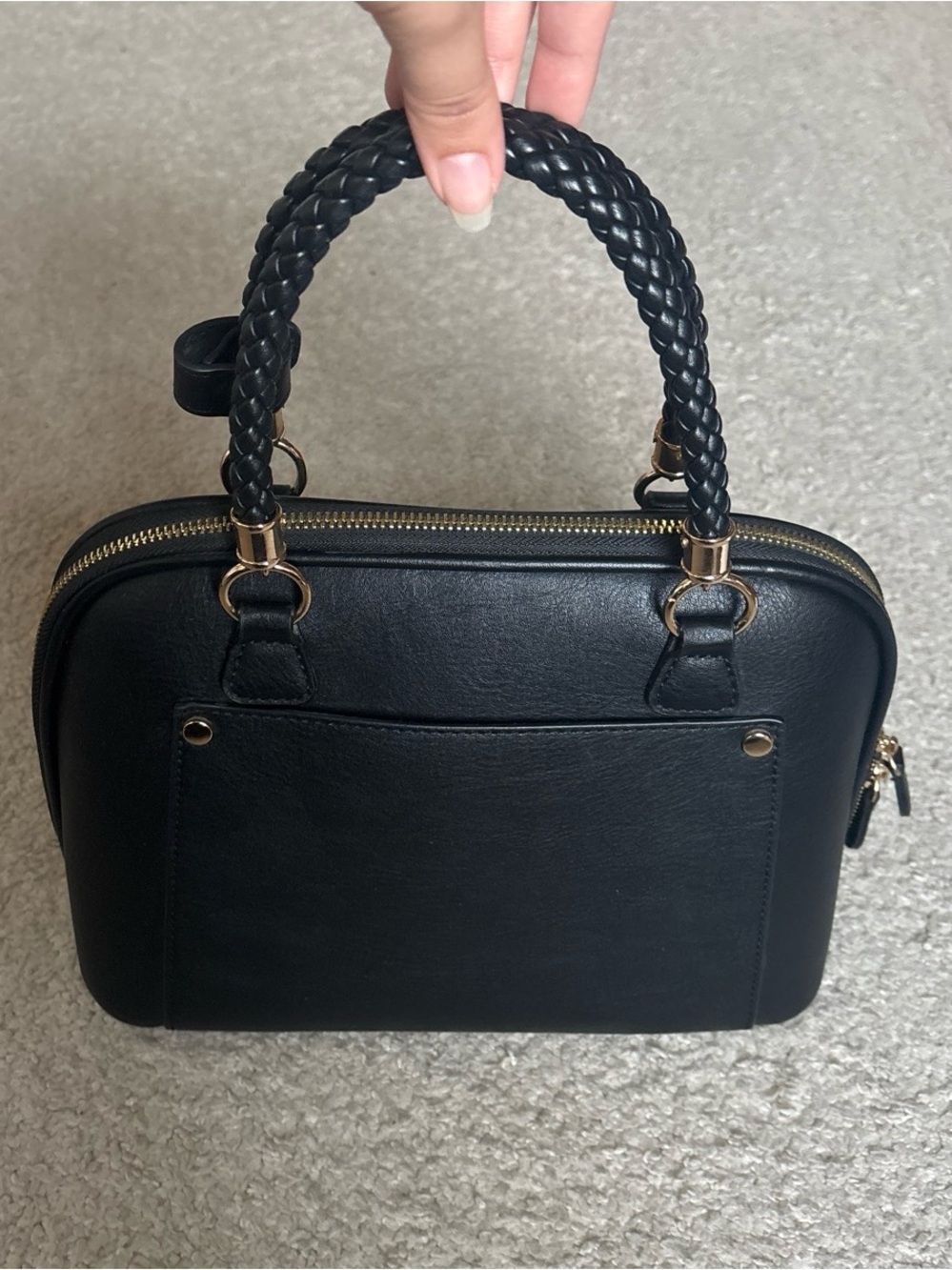 Black Braided-Handle Women's Satchel